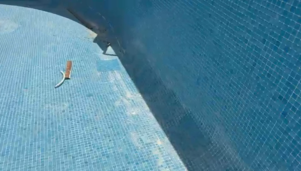 Resultado visível da reparação da piscina