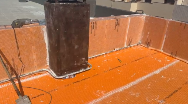 Isolamento aplicado no terraço
